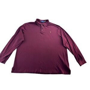 Polo Ralph Lauren Mens XXL Classic Fit Soft Cotton Long Sleeve Polo Burgundy